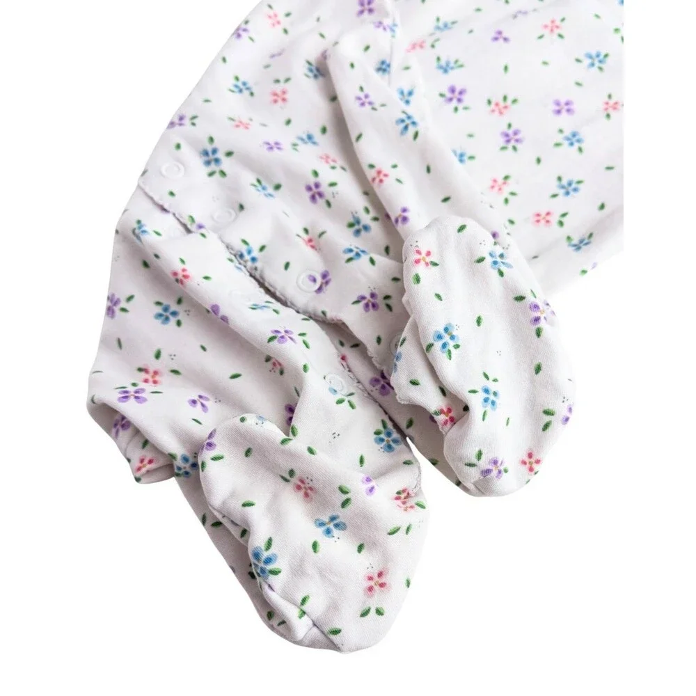 Kissy Kissy Baby Girl 6-9M Floral Pima Cotton Footie Sleeper White Pink